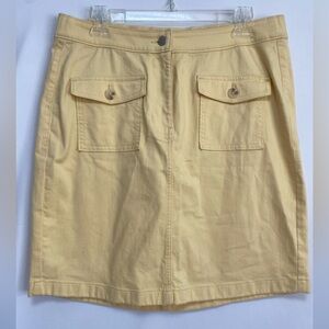 Croft & Barrow Pale Yellow Button Pocket Skirt Women's M NWOT